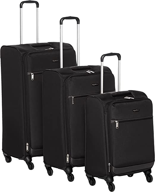 Photo 1 of Amazon Basics 3 Piece Softside Carry-On Spinner Luggage Suitcase Set - Black
