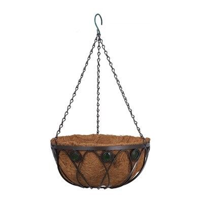 Photo 1 of 2PK-Arcadia Garden Products Emerald 20 in. Black Metal Coconut Hanging Basket
