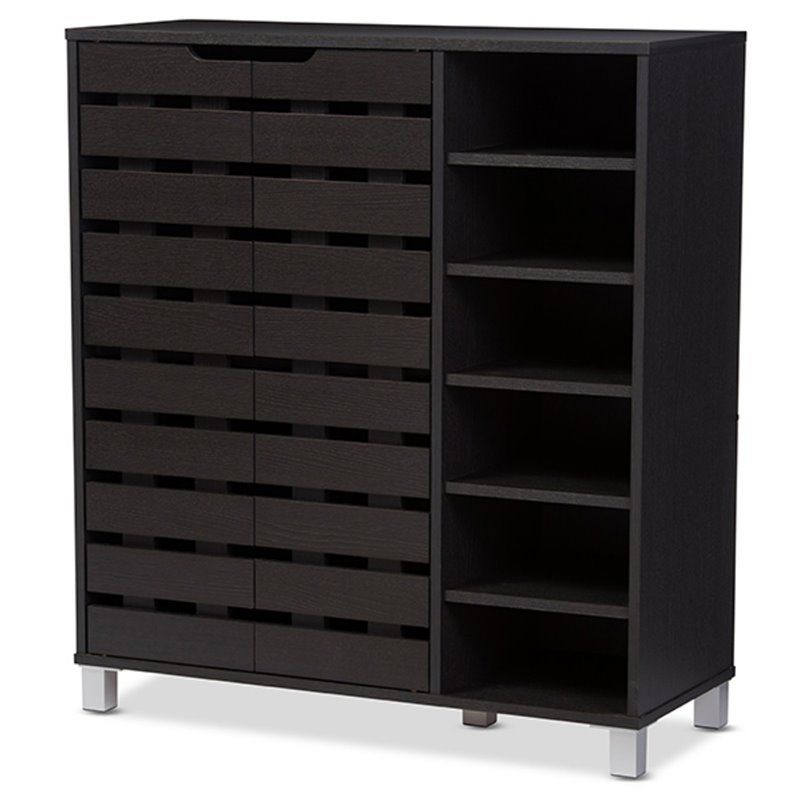 Photo 1 of Baxton Studio Shirley Modern Dark Brown 2-Door Shoe Cabinet
