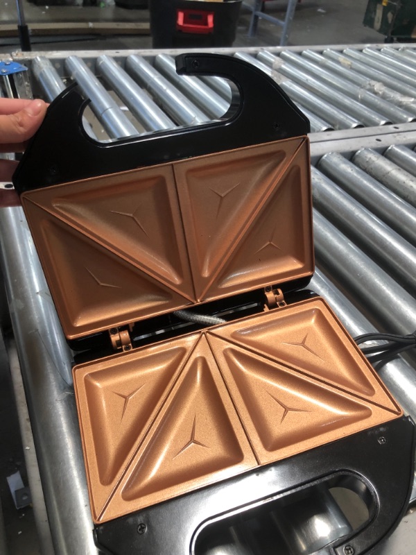 Photo 3 of GOTHAM STEEL Sandwich Maker, Toaster and Electric Panini Grill with Ultra Nonstick Copper Surface - Makes 2 Sandwiches in Minutes with Virtually No Clean Up, with Easy Cut Edges and Indicator Lights
