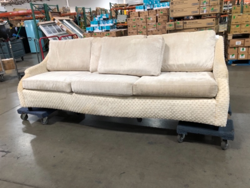 Photo 1 of 8ft x44"x 33" beige/cream color fabric couch 