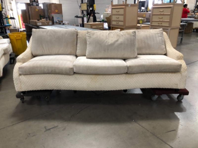 Photo 1 of 8ft x44"x 33" beige/cream color fabric couch 