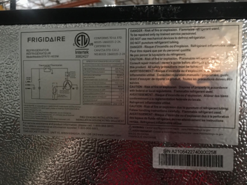 Photo 1 of ***PARTS ONLY*** Frigidaire 7.5 Cu. Ft. Retro Refrigerator Efr751 Platinum Design -
