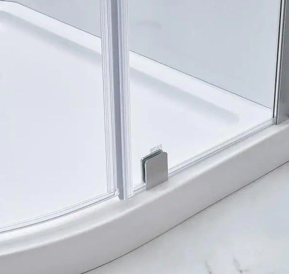Photo 1 of **MISSING HARDWARE** Glacier Bay
Glamour 36 in. x 76.40 in. Corner Drain Corner Shower Kit in White and Satin Nickel Hardware