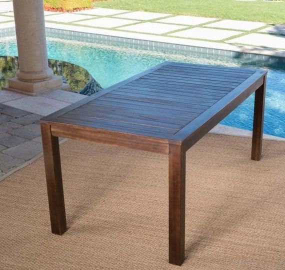 Photo 1 of **Set of 2 TABLE** Noble House
Dark Brown Rectangular Wood Outdoor Dining Table