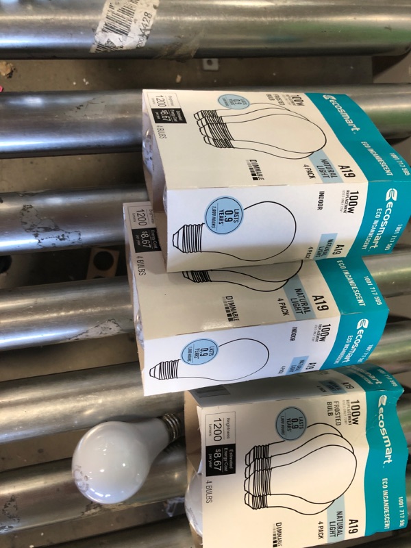 Photo 2 of **SET OF 12** EcoSmart
100-Watt Equivalent A19 Dimmable Halogen Light Bulb Soft White