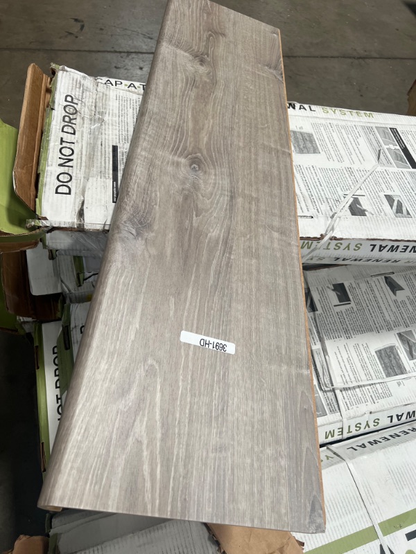 Photo 2 of *** PALLET OF  20 PIECES *****Sterling Oak/Gray Birch Wood 47 in. Length x 12-1/8 in. Deep x 1-11/16 in. Height Vinyl Overlay for Stairs 1 in. T
