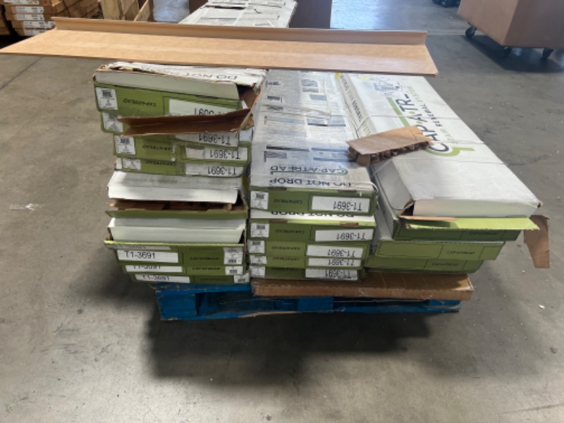 Photo 6 of *** PALLET OF  20 PIECES *****Sterling Oak/Gray Birch Wood 47 in. Length x 12-1/8 in. Deep x 1-11/16 in. Height Vinyl Overlay for Stairs 1 in. T
