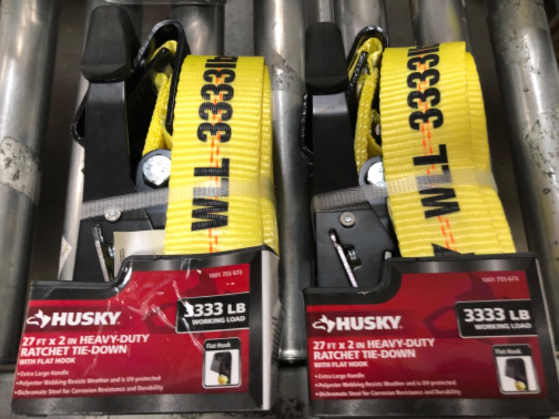 Photo 2 of 2 in. x 27 ft. Heavy-Duty Ratchet Tie-Down Strap with Flat Hooks
2 pack 