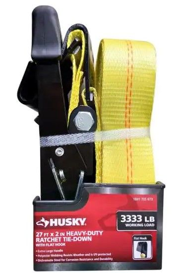 Photo 1 of 2 in. x 27 ft. Heavy-Duty Ratchet Tie-Down Strap with Flat Hooks
2 pack 