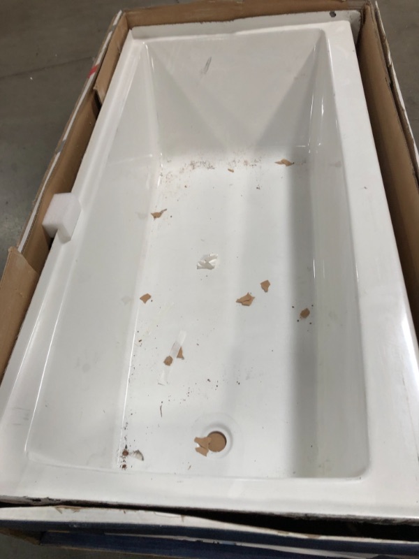 Photo 1 of ***CHIPPED EDGES*** Carson 60 in. AcrylX Acrylic-Finished Left Drain Rectangular Apron Front Soaking Bathtub in White
