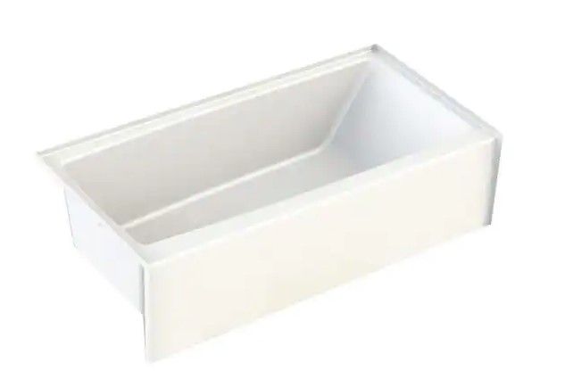 Photo 1 of ***CHIPPED EDGES*** Carson 60 in. AcrylX Acrylic-Finished Left Drain Rectangular Apron Front Soaking Bathtub in White
