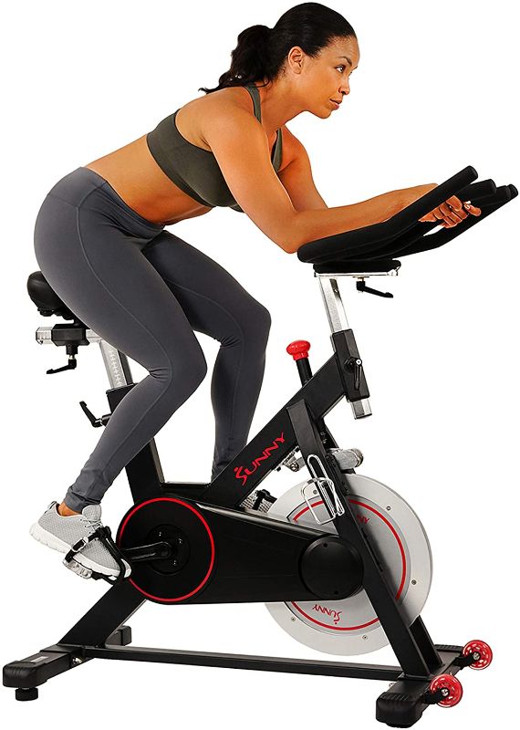 Photo 1 of *MISSING COMPONENTS*
Sunny Health & Fitness Magnetic Belt Drive Indoor Cycling Bike with 44 lb Flywheel and Large Device Holder, Black, Model Number: SF-B1805
