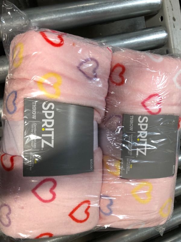 Photo 2 of (2 PACK)
Rainbow Hearts Plush Valentine's Day Throw Blanket Blush - Spritz