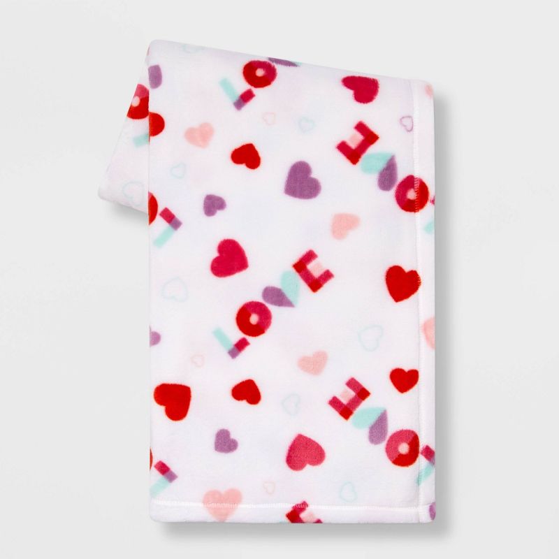 Photo 1 of (2 PACK)
Love Hearts Plush Valentine's Day Throw Blanket White - Spritz