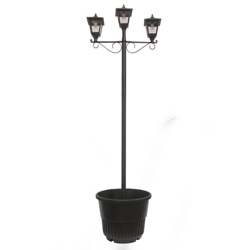 Photo 1 of (MISSING MANUAL)
Triple Head Solar Lamp and Post Set with Round Planter
