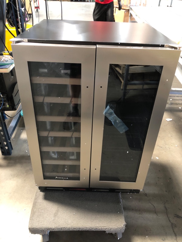 Photo 1 of (DENTED BACK/BACK CORNER)
 Kalamera 24 inch Under Counter Dual Zone Wine Cooler for Home - Built in Wine Fridge w/ 20 Bottles and 78 Cans Capacity
