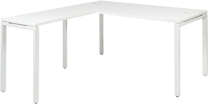 Photo 1 of  Home Furnishings Prado Complete L-Shaped Desk With Laminate Top and Metal Legs, White
