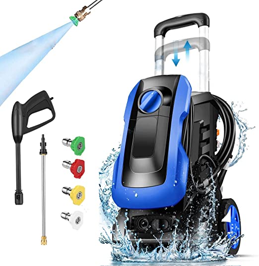 Photo 1 of **photo for reference**Pressure Washer commowner Portable Power Washer 1850 PSI Electric Pressure Washer 1.85GPM with 4 Spray Nozzles Soap Bottle High Pressure Hose for Driveways, Patios and Car Cleaning

