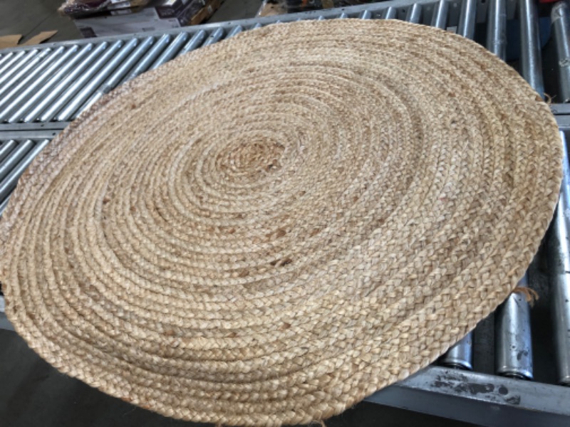 Photo 1 of (TORN MATERIAL; FRAYED EDGES)
nuLOOM Rigo Hand Woven Farmhouse Jute Area Rug, 4' Round, Natural
