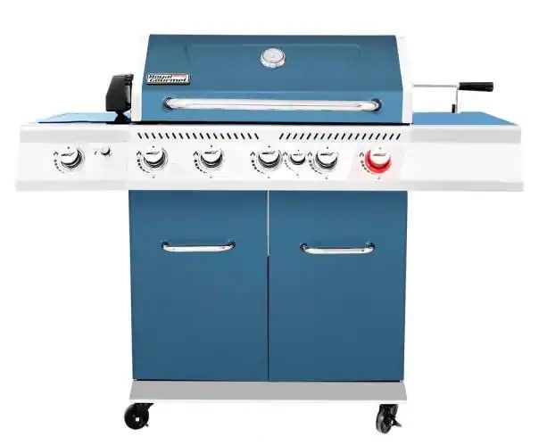 Photo 1 of (BENT/DENTED COMPONENTS)
Royal Gourmet 5-Burner Propane Gas Grill in Blue with Rotisserie Kit