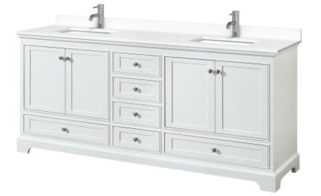 Photo 1 of  DOES NOT INCLUDE FAUCET SET; COSMETIC DAMAGES)
DEBORAH 80" DOUBLE BATHROOM VANITY IN WHITE
