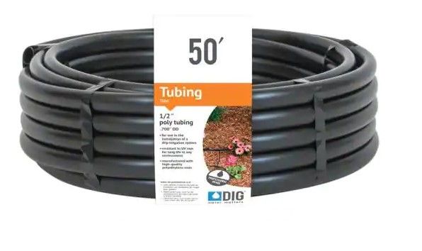Photo 1 of DIG 1/2 in. (.700 O.D.) x 50 ft. Poly Drip Irrigation Tubing-2pack 