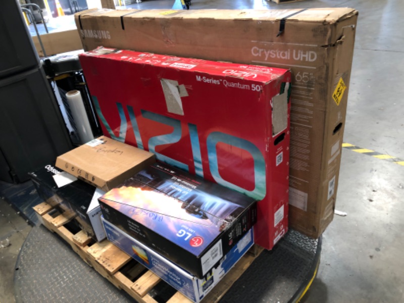 Photo 4 of Nonrefundable -sold as -Pallet of 7 broken, nonfunctional , damaged Tv's and monitors, different sizes and models . 
27" /2 tvs are 24" /2 tvs are 50" / 65" 