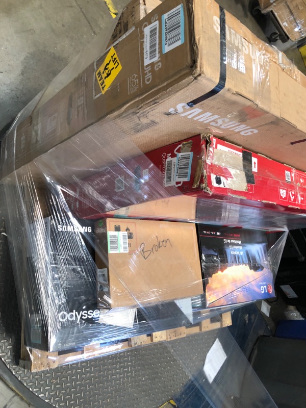 Photo 1 of Nonrefundable -sold as -Pallet of 7 broken, nonfunctional , damaged Tv's and monitors, different sizes and models . 
27" /2 tvs are 24" /2 tvs are 50" / 65" 