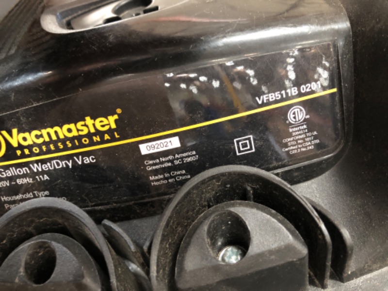 Photo 5 of PARTS ONLY !!!! Vacmaster Professional - Professional Wet/Dry Vac, 5 Gallon, Beast Series, 5.5 HP 1-7/8" Hose Jobsite Vac (VFB511B0201), Black
