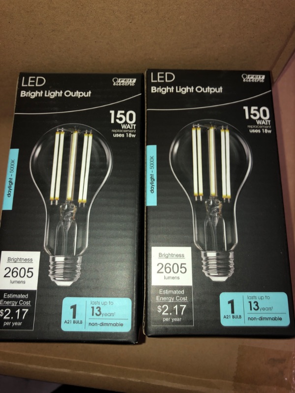 Photo 2 of 150-Watt Equivalent Bright White A21 Filament LED Light Bulb- 2PACK 
