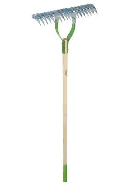 Photo 1 of Ames 54 in. Hardwood Handle 19-Tine Adjustable Thatch Rake