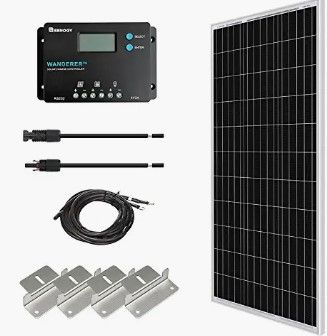 Photo 1 of (PANEL SALE ONLY; MISSING ALL ACCESSORIES/ATTACHMENTS)
Renogy 100W 12V Monocrystalline Solar Starter Kit w/Wanderer 10A Charger Controller