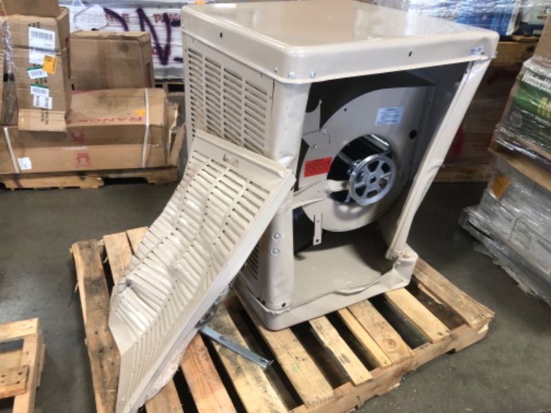 Photo 2 of (PART ONLY SALE; MAJOR DENTS TO FRAME/DOOR; TORN METAL)
Essick Air 3000-CFM-Speed Outdoor Sidedraft Evaporative Cooler for 1000-sq ft
