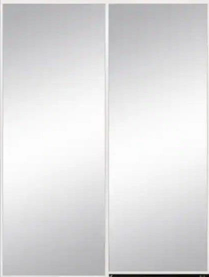 Photo 1 of 36 in. x 90 in. Aluminum Framed double Mirror Interior Closet Sliding Door with White Trim
