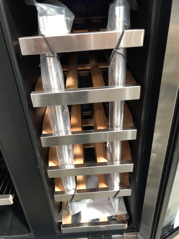 Photo 1 of BIWC-120-2D Stainless Steel 18 Bottle & 57 Can Pro-Style Dual Zone Freestanding & Built-in Wine & Beverage Cooler, Silver
