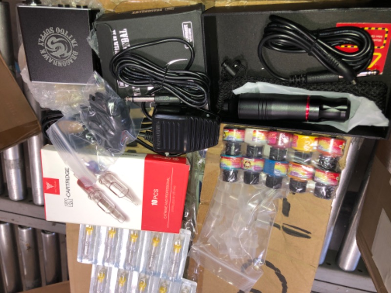 Photo 1 of Dragonhawk Atom Mg3 Rotary Wireless Tattoo Pen Machine Kit 1,300 mAh Capacity Battery Extereme Tattoo Cartridges Needles 10 Color Inks Disposable Grips 500DC