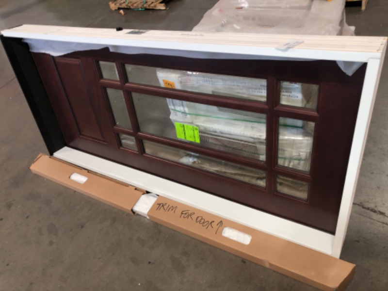 Photo 3 of 36" x 80" Steves & Sons 36 in. x 80 in. Craftsman 9 Lite Stained Mahogany Wood Prehung Front Door, Brown-right hand 
