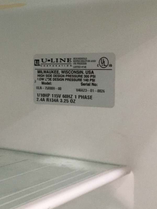 Photo 3 of ULINE SMALL PERSONAL REFRIGERATOR 73FL COLUME DAMAGE AND WEAR FROM USE