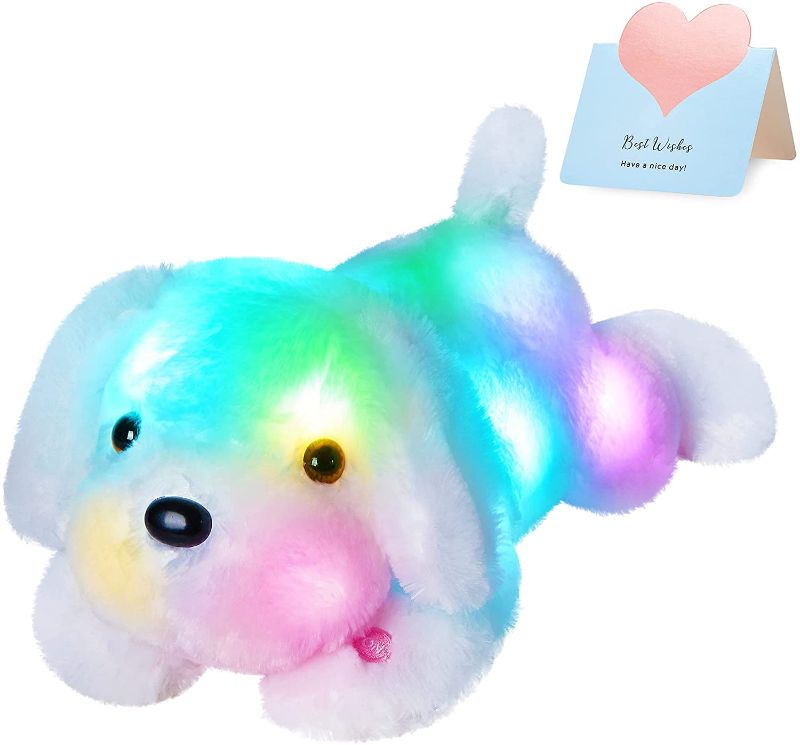 Photo 1 of WEWILL 18'' LED Puppy Light up Dog Preschool Stuffed Animal Creative Night Light Glow Soft Plush Toy Gifts for Toddler Kids Girls Boys, White
