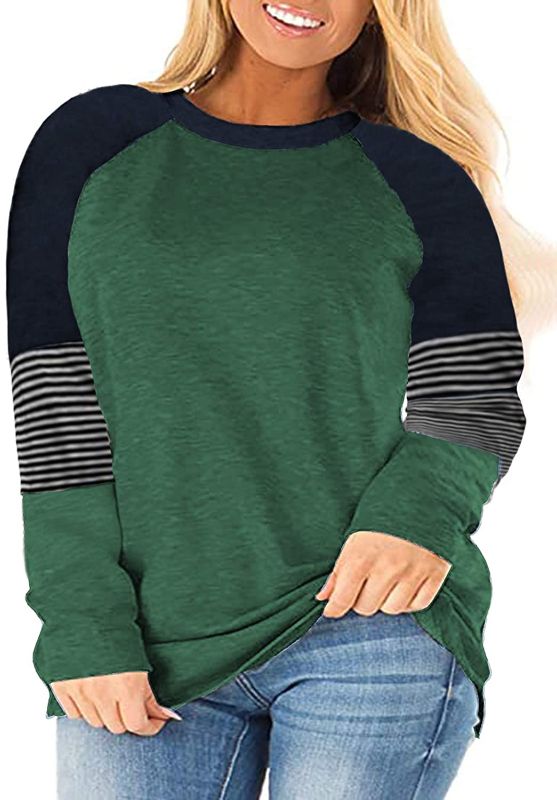 Photo 1 of AURISSY Plus Size Tops for Women Casual Raglan Striped Tops, 28W
