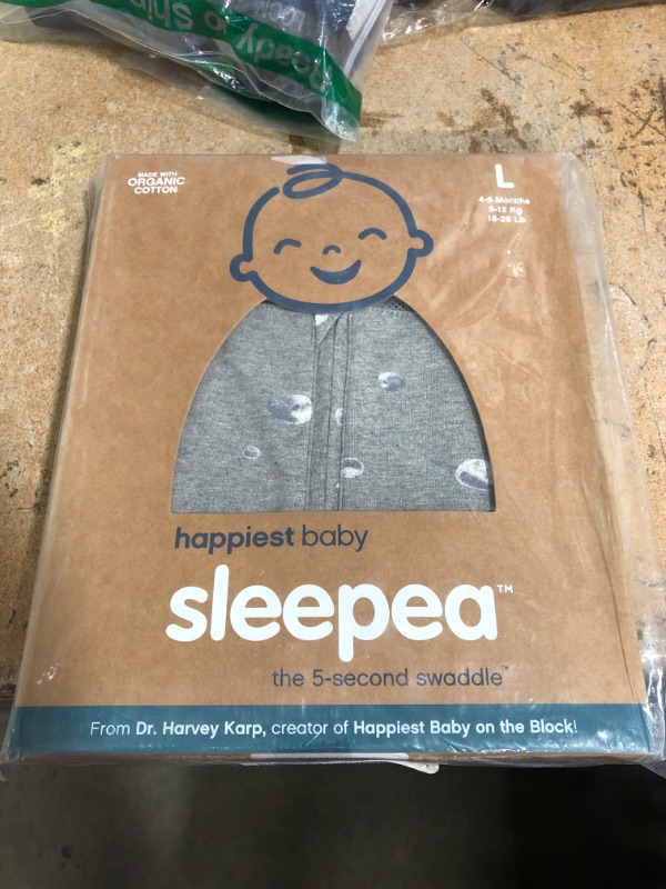 Photo 2 of Happiest Baby Sleepea 5-Second Swaddle - 100% Organic Cotton Baby Swaddle Blanket - Doctor Designed Promotes Healthy Hip Development - Prevents Accidentally Scratching Face (Graphite Planets, Large)
