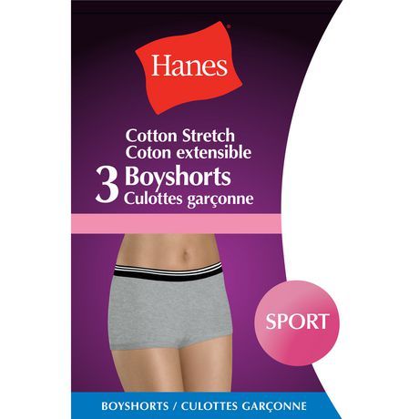 Photo 1 of Hanes Ladies Sport Boyshort Briefs - Pack of 3, Medium
