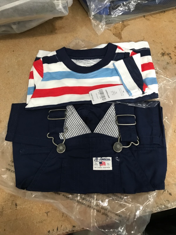 Photo 2 of Carter's Baby Boys 2-Pc. Cotton T-Shirt & Shortall Set, Size 6 Months
