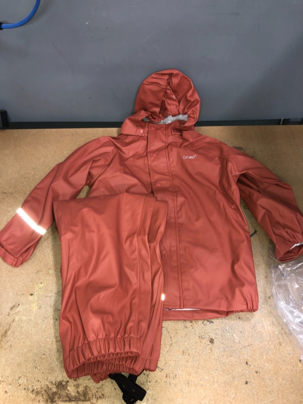 Photo 1 of CeLaVi - Kids Rain Suit Reflective Waterproof 2 Pcs Jacket and Pants/or Dungarees Age 12 Mo. to 10Y - Size 120