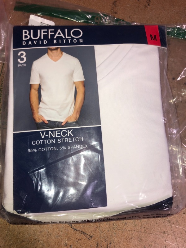 Photo 2 of Buffalo David Bitton Men's V-Neck 3-Pack Tagless Stretch Classic Fit T-Shirt M/white