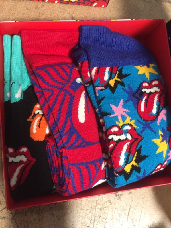 Photo 1 of Happy Socks Pstl Comb Set of 3 Rolling Stones Sock Gift Box, Size: Men's Shoe Size 8-12