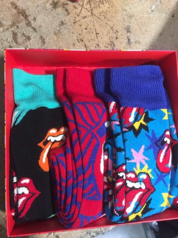 Photo 2 of Happy Socks Pstl Comb Set of 3 Rolling Stones Sock Gift Box, Size: Men's Shoe Size 8-12