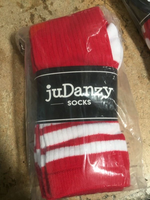 Photo 2 of 3 Pairs of juDanzy Knee High Boys or Girls Stripe Tube Socks for Soccer, Basketball, Uniform and Everyday Wear, Size 4-6 Years Old