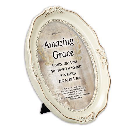 Photo 1 of Amazing Grace Inspirational Distressed Ivory Wavy 5 X 7In. Oval Table Top and Wall Photo Frame